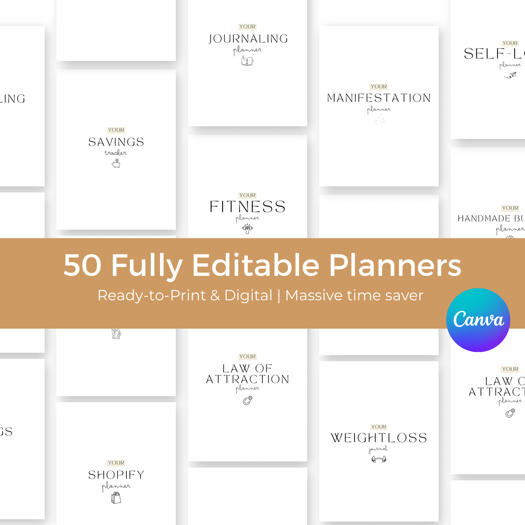 50 PLR Planner Bundle Resell Rights - Canva Editable Vault - Image 2